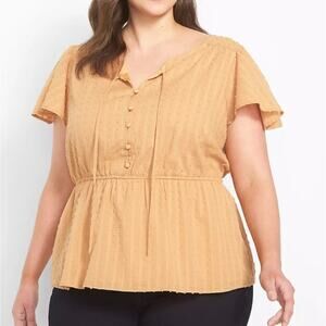 Lane Bryant Classic Popover Peplum Top Mustard Yellow size 14